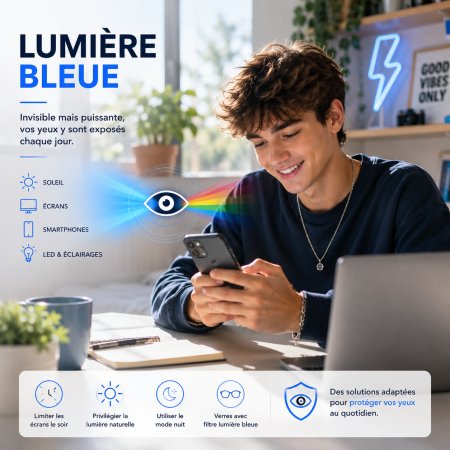Lumière bleue : qu’est-ce que c’est, et pourquoi faut-il s’en protéger ?